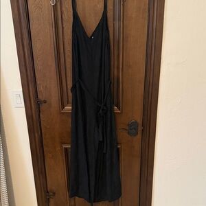 Anthropologie Black Linen Jumpsuit